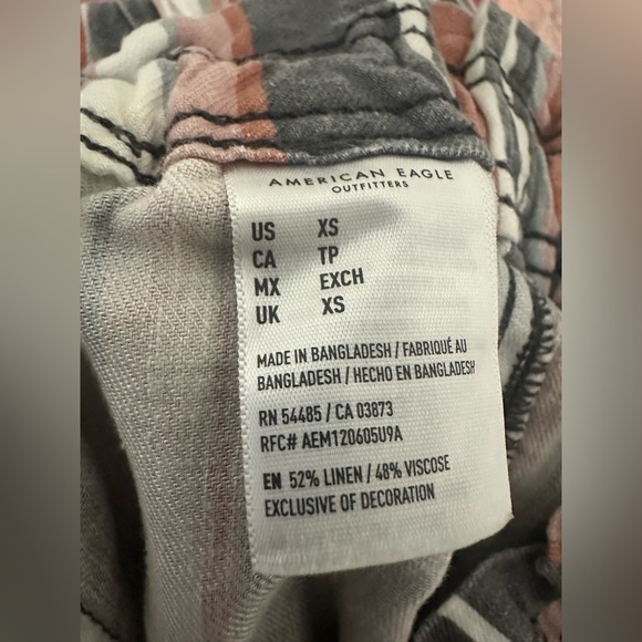 American Eagle Linen Blend Jogger Pants XS Striped Elastic Waist Casual - Picture 4 of 6